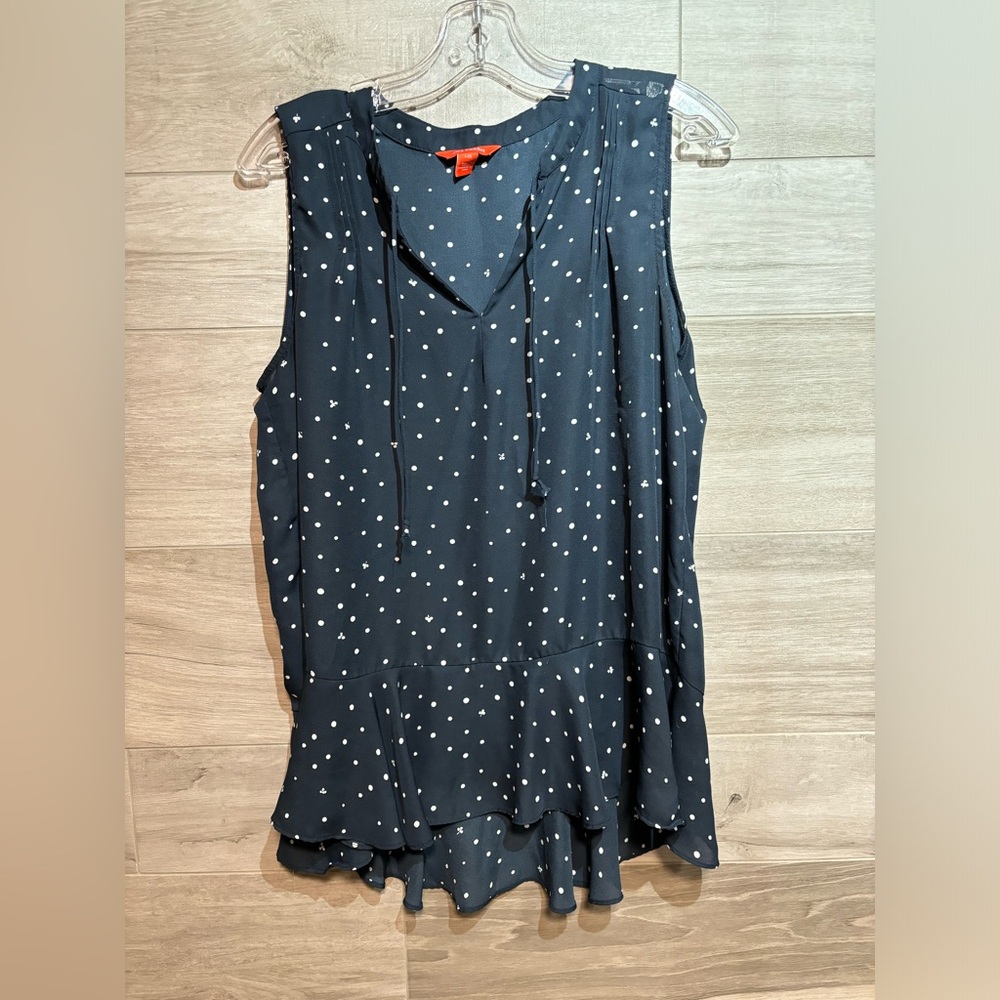 3/$30 Joe fresh blue peplum sleeveless top elegant neckline size Large